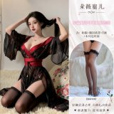 Japanese Enchantment ◆ Black + Black Ruffled Stockings