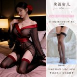 Japanese Enchantment ◆ Black and Red + Black Ruffled Stockings