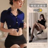 Uniform set + black ripped stockings