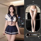 Uniform + white fishnet stockings