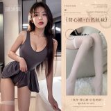 Vest dress + white flat stockings