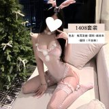 Korean pink + W2 white fishnet stockings