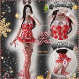 W6015 [Headband + Bell Necklace + Mesh Dress (with Garter Belt) + 2 Bracelets + Thong + Fishnet Stockings]