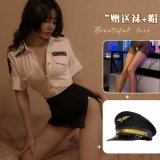White + black hat + black open-crotch socks