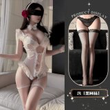 White and black fishnet stockings