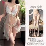 White slip dress + lace stockings