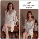White (slip dress + T-shirt + outer robe + belt)