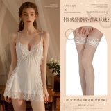 White (suspender dress + thong + lace stockings)