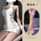 White stockings with white bow