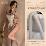 White (lace-up cheongsam dress + T-shirt + boxer stockings)