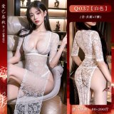 White lace maxi dress + white lace stockings