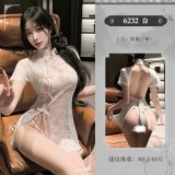 White Moonlight Lover in a Cheongsam and White Stockings