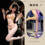 Suit + white fishnet stockings