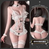 White outfit [bodysuit + neck ring + bracelet]
