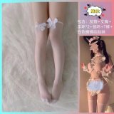 White pink outfit + white bow-tie stockings