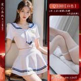 White sailor uniform + white-trimmed stockings