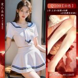 White sailor uniform + white lace stockings