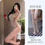 White + matching fishnet stockings