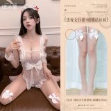 White (see-through maid outfit + bow-tie stockings)