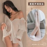 White shirt + white open-crotch socks