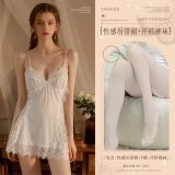 White (suspender dress + thong + open-crotch tights)