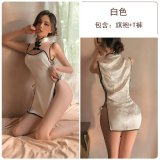 White (lace-up cheongsam dress + T-shirt)