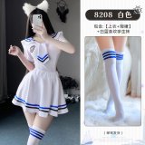 White and white-blue striped school socks