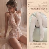 White (open-crotch bodysuit + open-crotch tights)