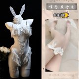White suit + white bow-tie stockings