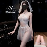 White + white fishnet stockings