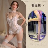 White + white fishnet stockings