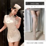 White suit + white fishnet stockings