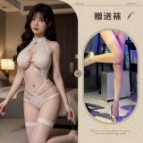 White + white fishnet stockings