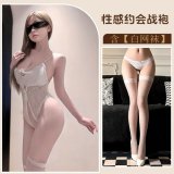 White + white fishnet stockings