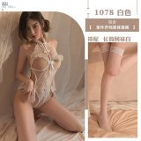 White + white fishnet stockings