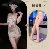 White + white open-crotch socks