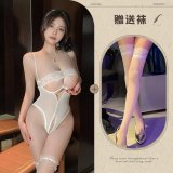 White + white stockings + white eye mask