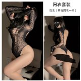 ◆Seductive Little Wild Leopard◆ Black [One-Piece Fishnet Stockings]