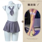 Schoolgirl seduction + white bow-tie stockings