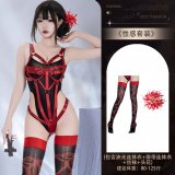 Y006+4024 Set + [Tie-up Pattern Stockings + Red Hair Accessory]
