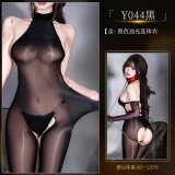 Y044 Black Glossy Bodysuit [+N74 Panties + 8129 Chest Chain]