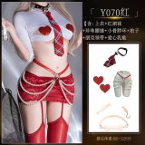 Y070 White and Red Suit [+4039 Pearl Waist Chain +8126 Punk Tie +8123 Heart-Shaped Nipple Covers]