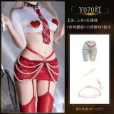 Y070 White and Red Set [+4039 Pearl Waist Chain + 8115 White Bone Necklace + Paddle]