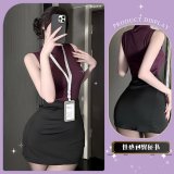 Yangmei purple + black fishnet stockings