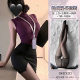 Yangmei purple + black open crotch socks