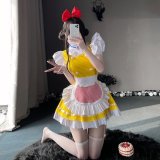 Yellow maid dress + apron + free headpiece + free bell necklace