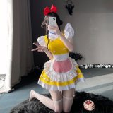 Yellow maid dress + apron + free headpiece + free bell necklace