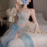 Hosta flower blue + white fishnet stockings