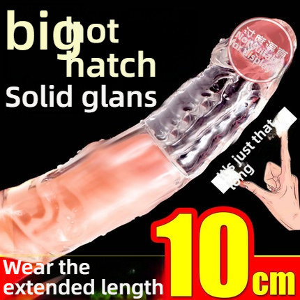 Pleasing the giant and thin steel cannon, transparent soft silicone solid glans with added cover