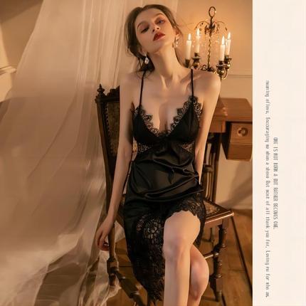 Stacy sexy lace camisole nightgown black